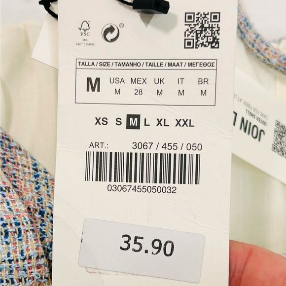 NEW Zara Tweed Boucle Knit Corset Crop Top Bralette Pink & Blue Metallic Medium - Picture 8 of 16